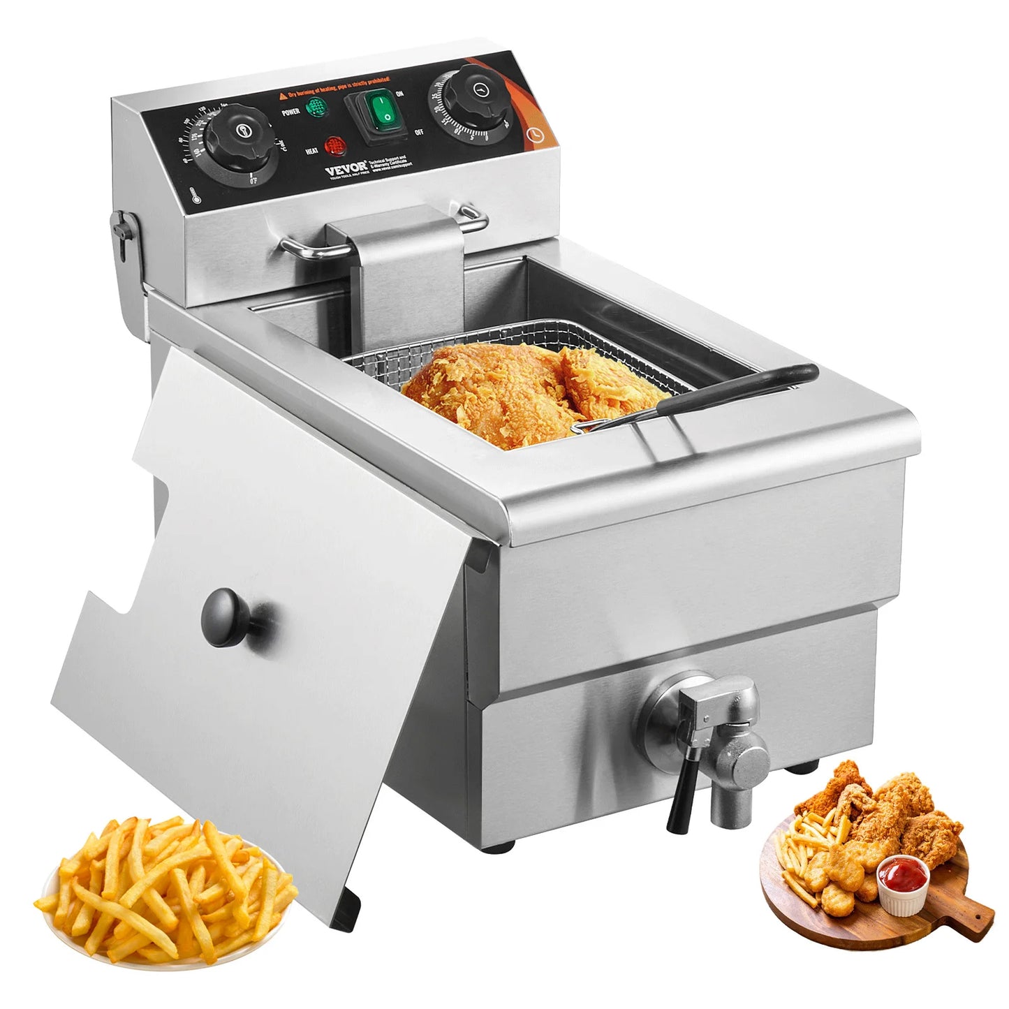 VEVOR Commercial Deep Fryer Countertop Electric With Time Temp Control