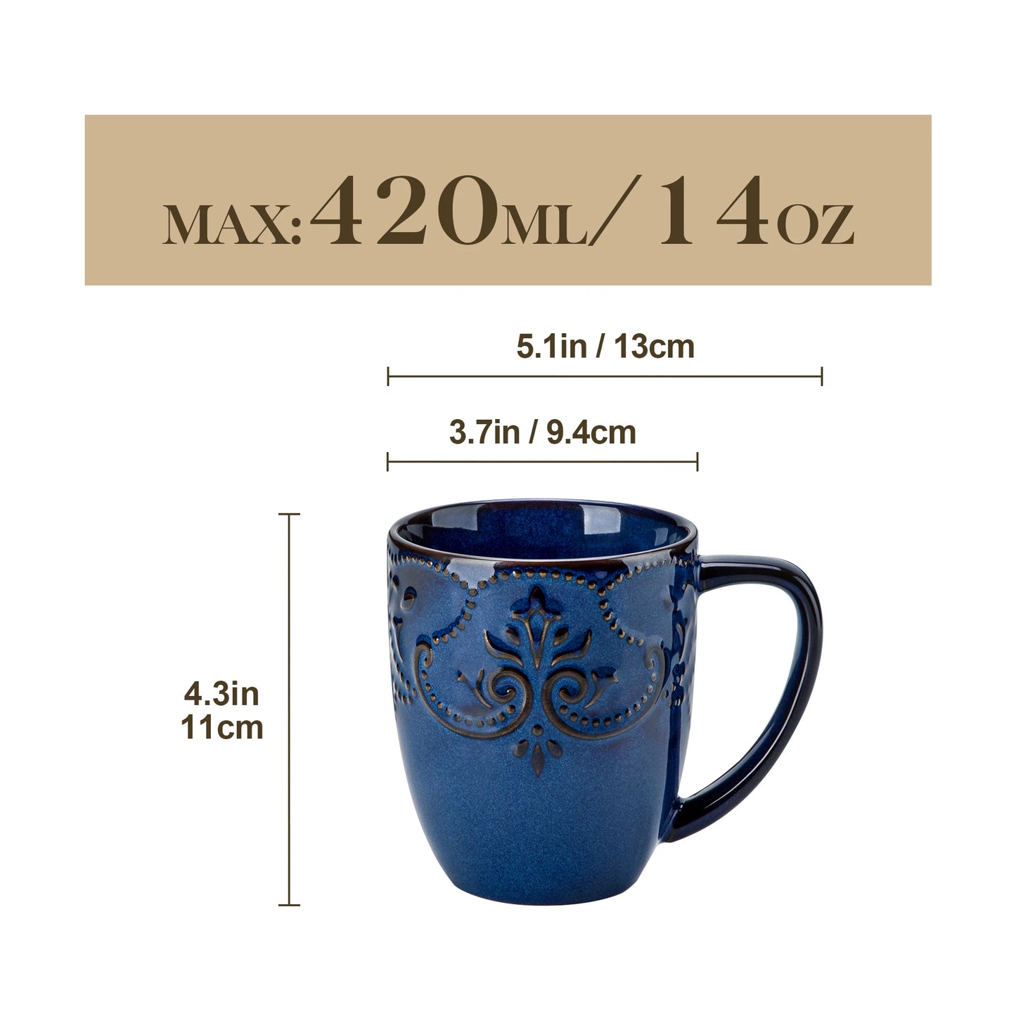 Malacasa Giselle Vintage Embossed Porcelain Coffee Cup Set