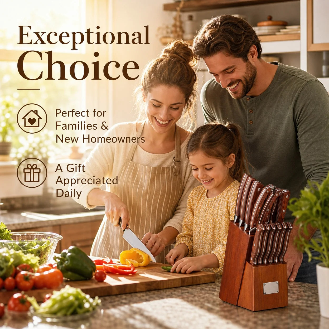 16-Piece Kitchen Knife Set With Sharpener And Wooden Block