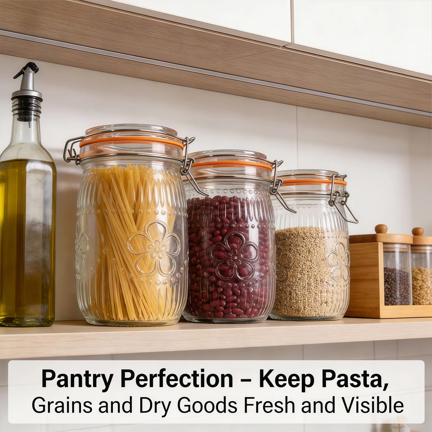 Wide Mouth Mason Jars Airtight Glass Canisters For Kitchen Pantry