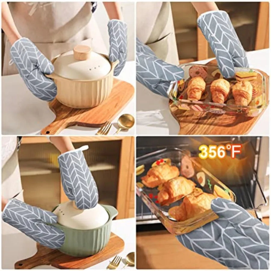 Oven Mitts And Pot Holders Set Six Piece Heat Resistant