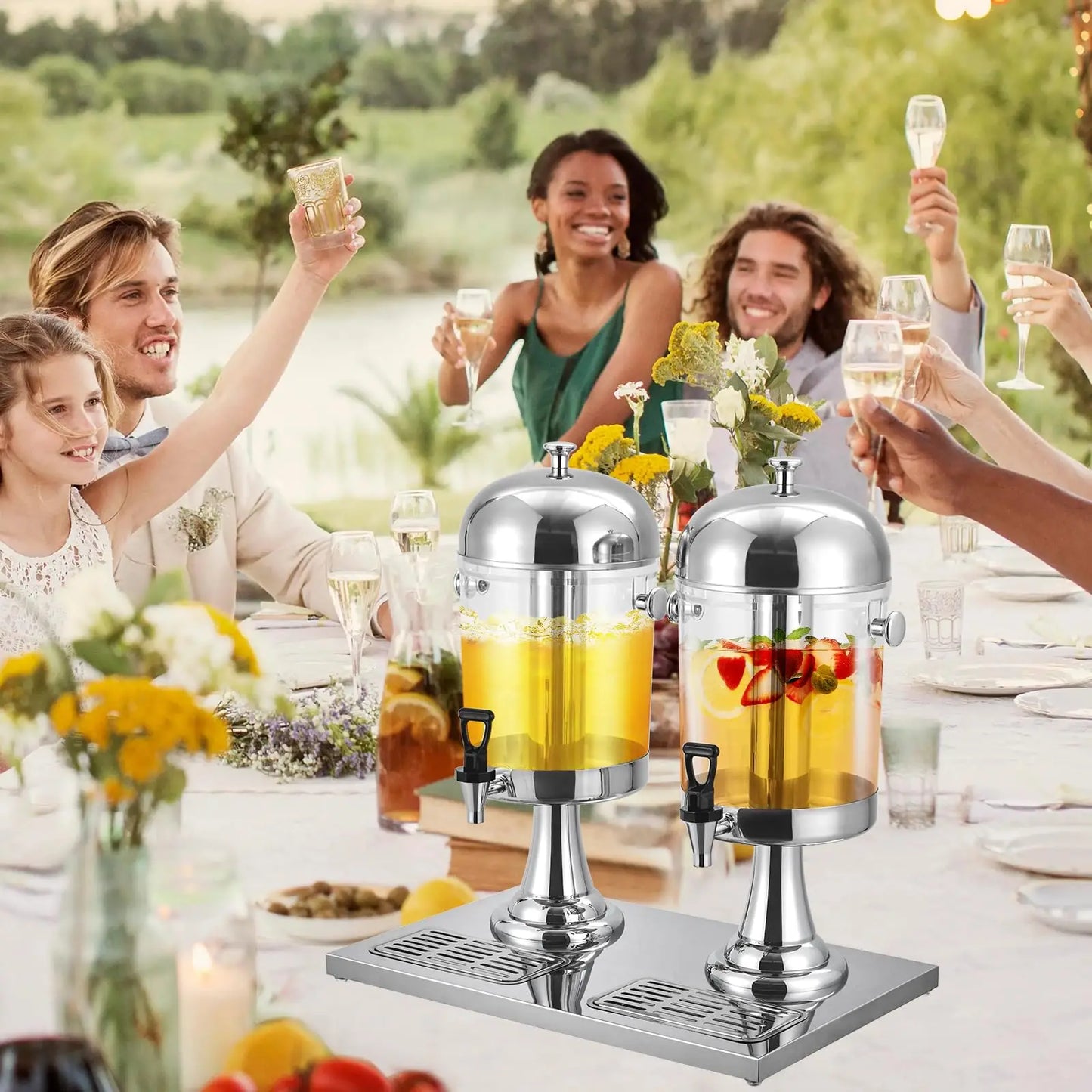 Beverage Dispenser With Ice Core Stand And Stainless Steel Spigot