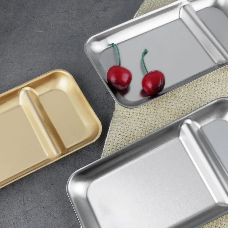 Stainless Steel Rectangular Snack Plate For Kitchen Dining Use
