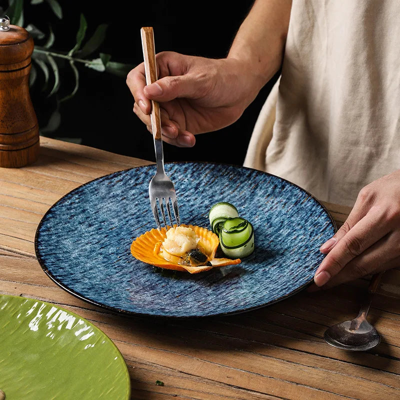 Japanese Vintage Ceramic Platter For Steak And Dessert Tableware