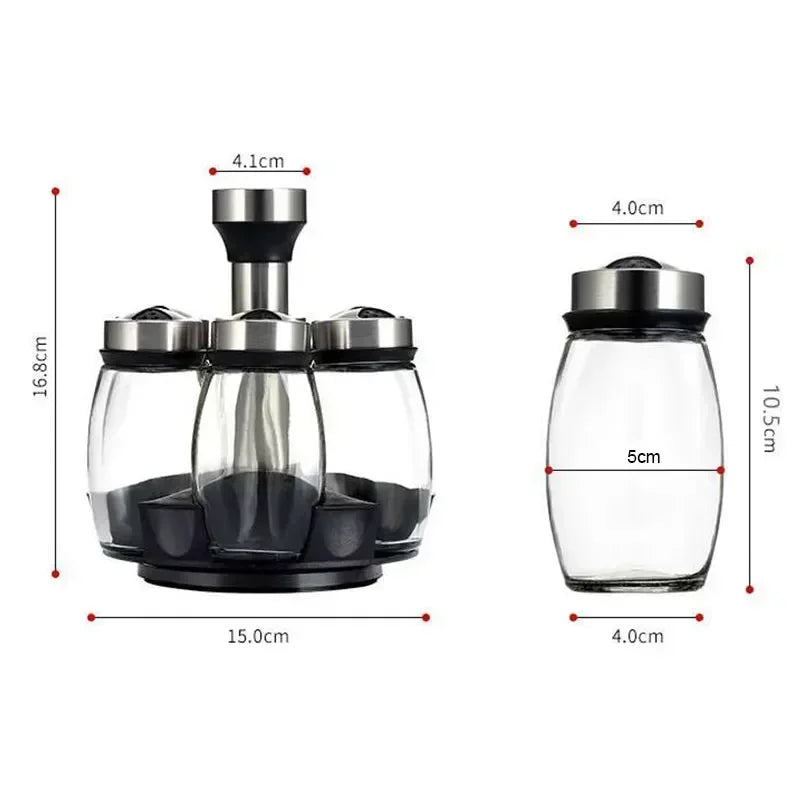 Glass Spice Jar Set With Rack For Kitchen Organization