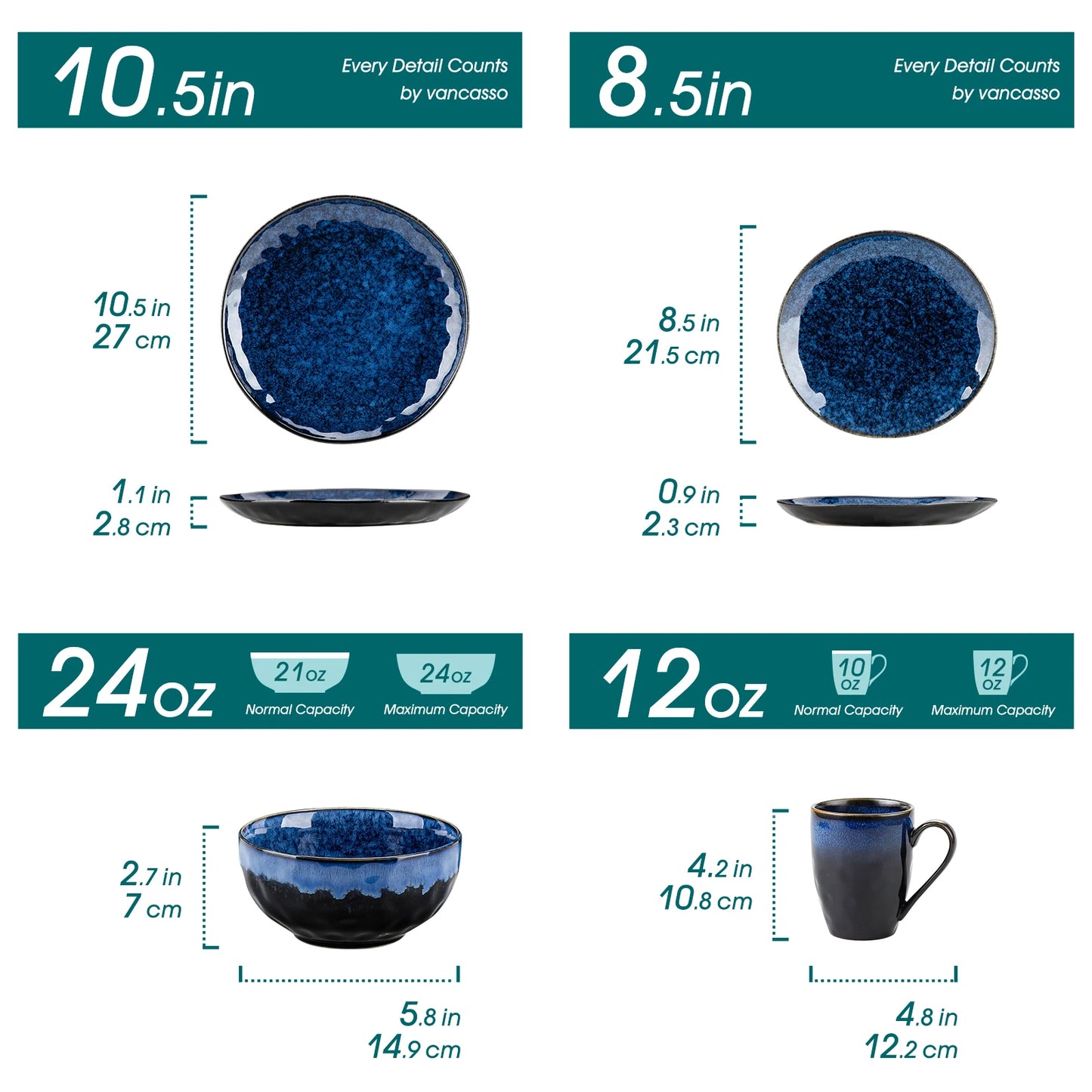 MALACASA Starry Dinnerware Set Microwave And Dishwasher Safe