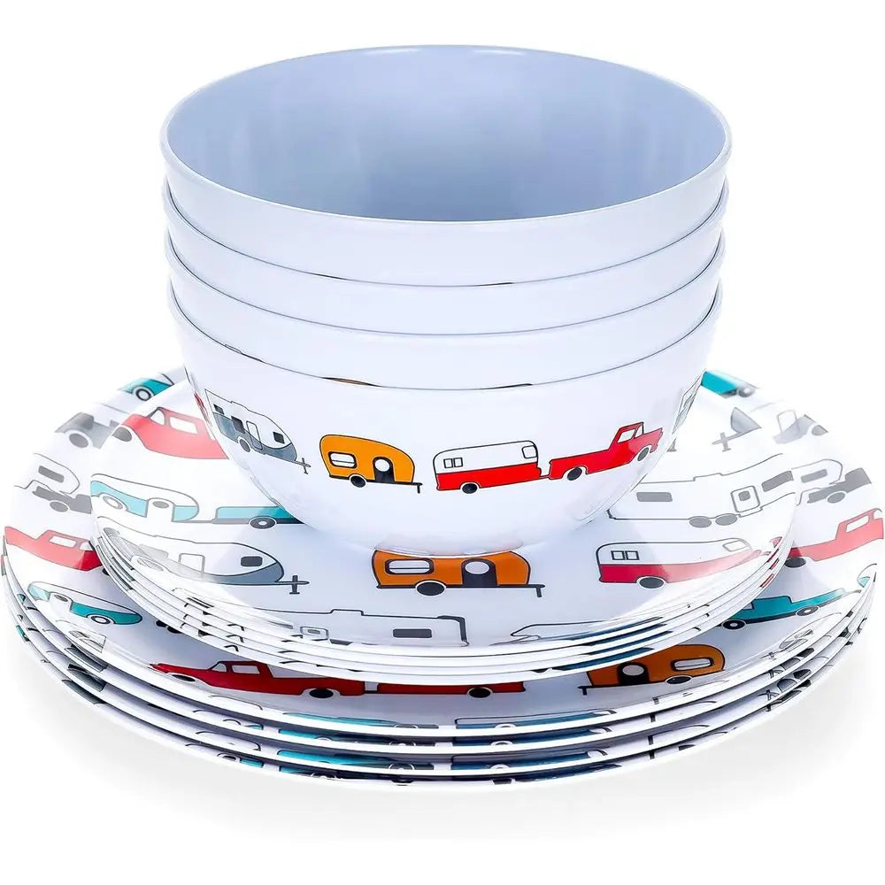 Unbreakable Melamine Campsite Dishware Set For Outdoor Meals