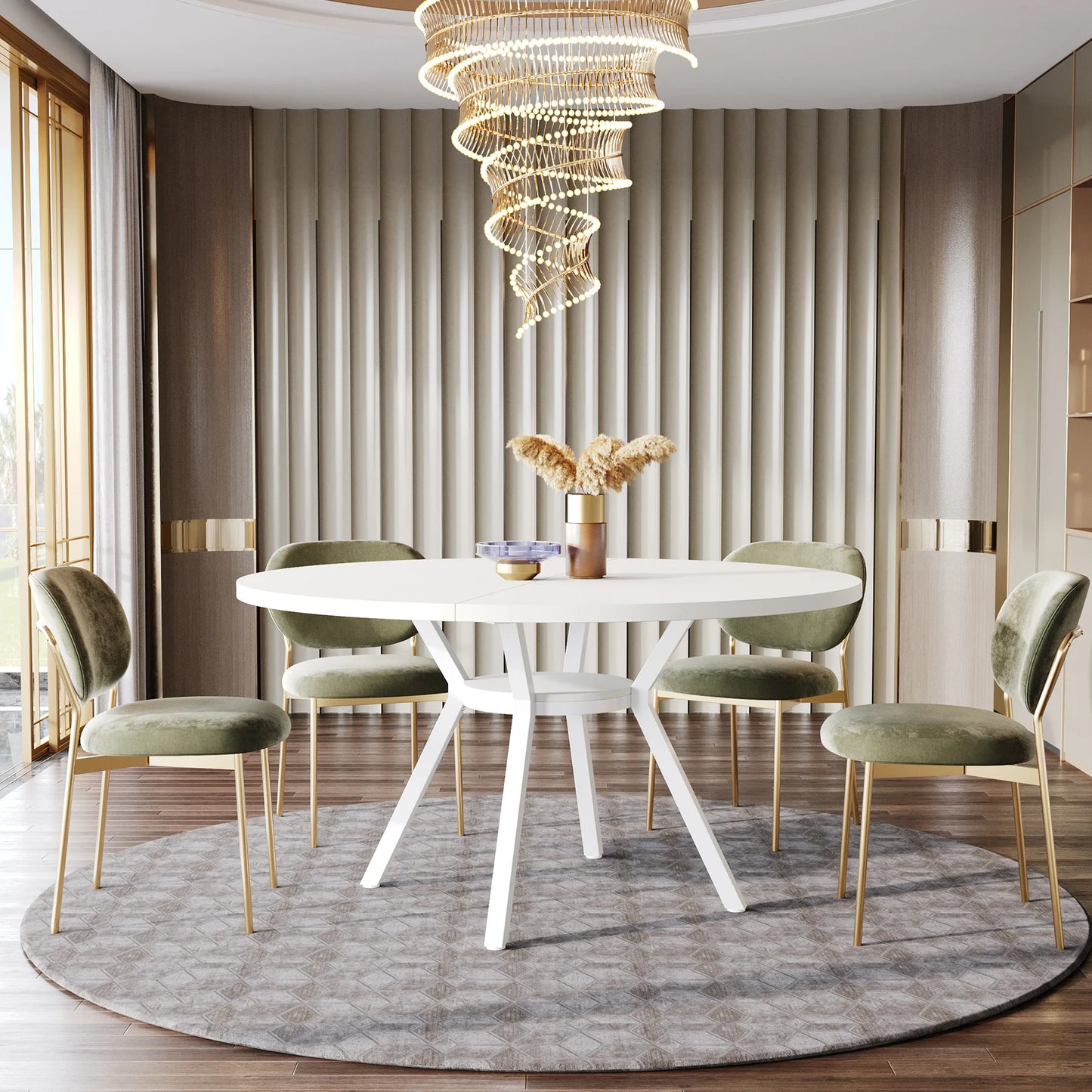 Tribesigns Round Farmhouse Industrial Dining Table for Modern Home