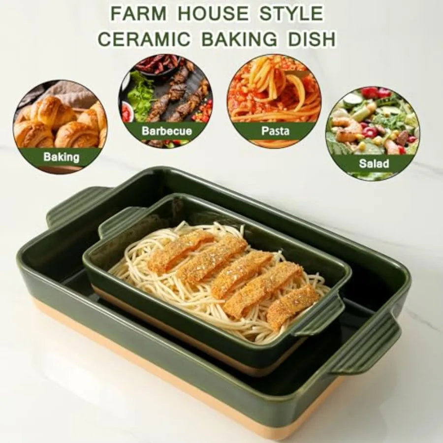 Ceramic Baking Casserole Dish With Handles Porcelain Bakeware Set