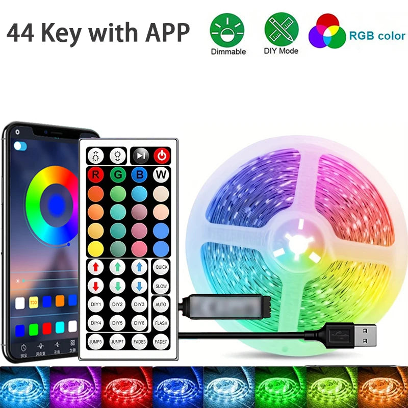 RGB LED Strip Lights With App Control Flexible LED Tape Room Decoration