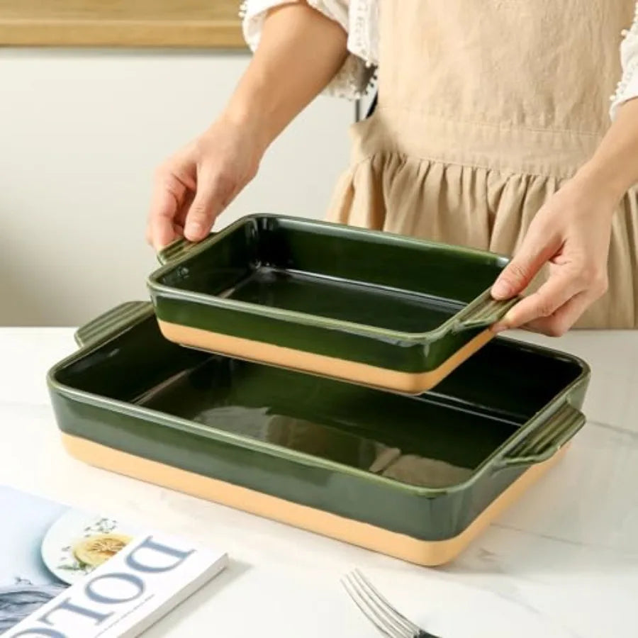 Ceramic Baking Casserole Dish With Handles Porcelain Bakeware Set