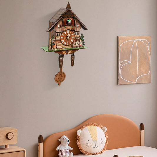 Cuckoo Wall Clock Chalet Forest House Pendulum Quartz
