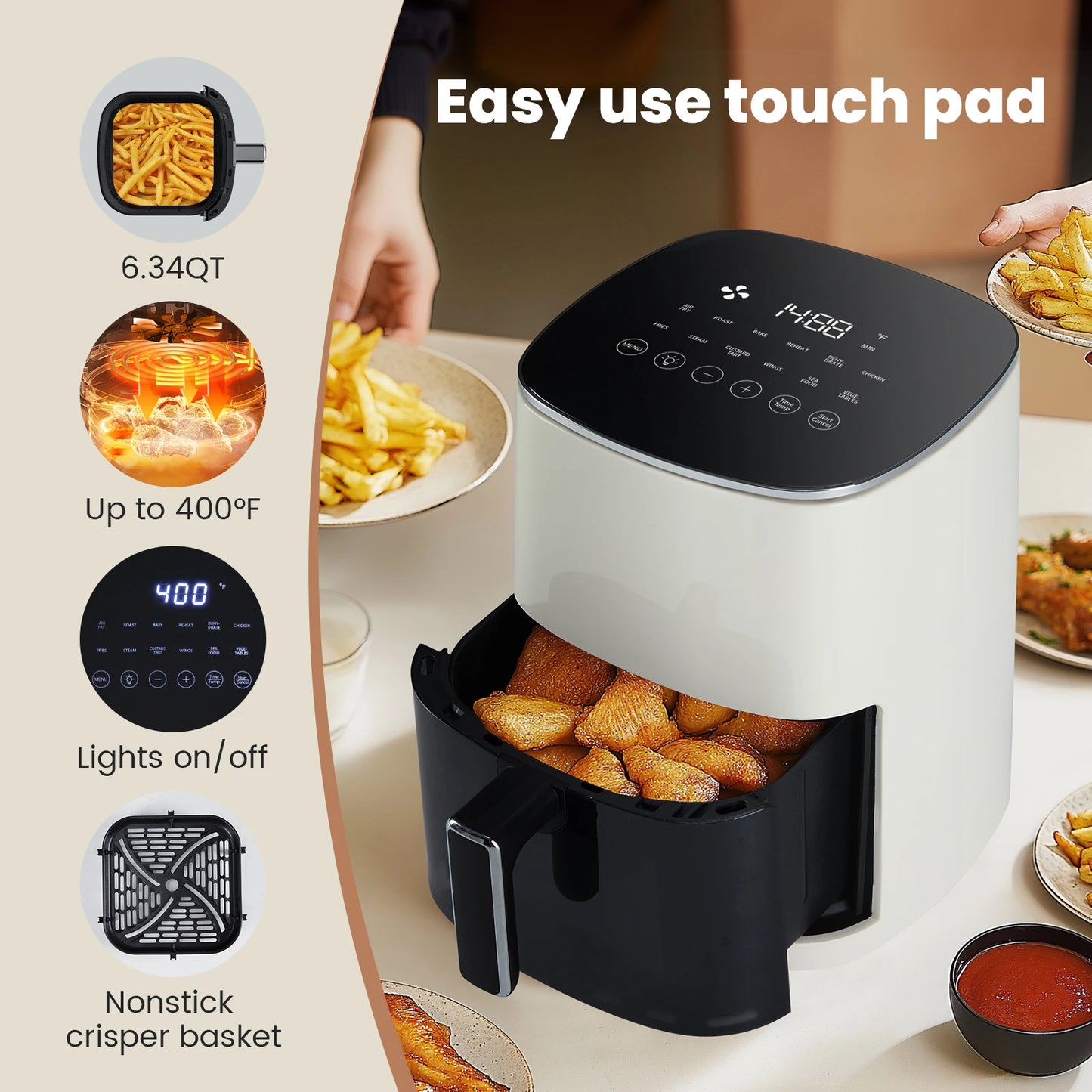 JHK Electric Air Fryer Window 12 In 1 Roast Reheat