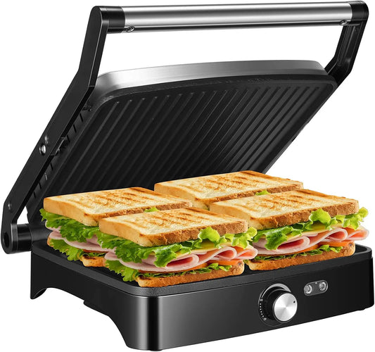 1200W Panini Press Grill With Adjustable Temperature