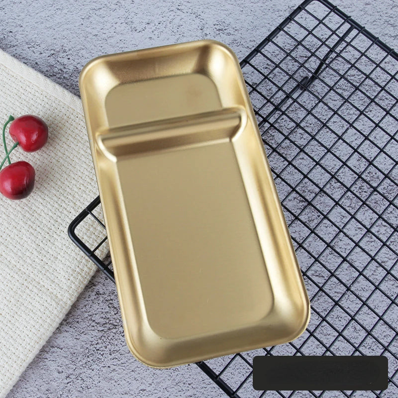 Stainless Steel Rectangular Snack Plate For Kitchen Dining Use
