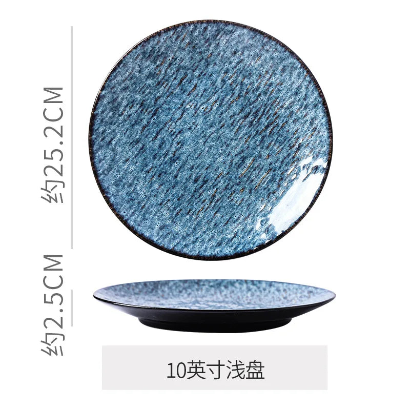 Japanese Vintage Ceramic Platter For Steak And Dessert Tableware