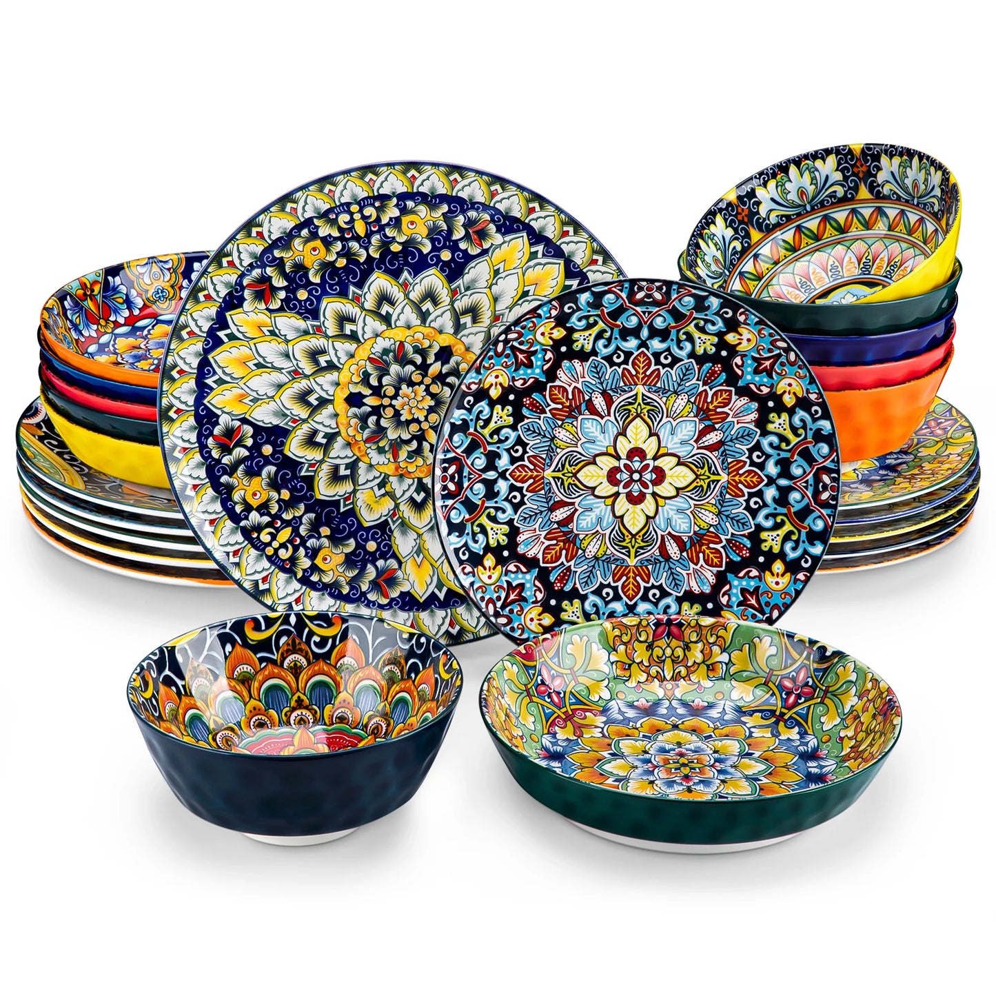 MALACASA Ceramic Dinnerware Set 12 16 18 24 Pieces