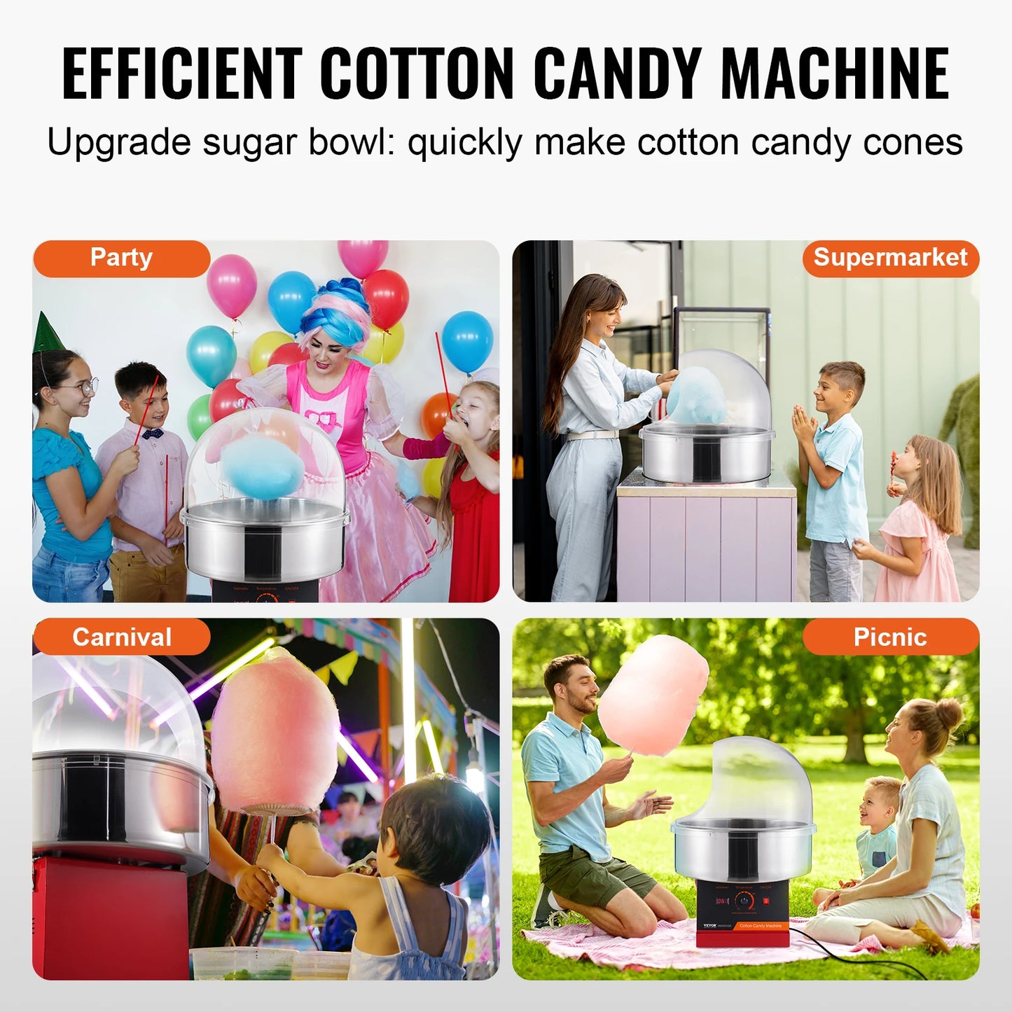 SucceBuy Electric Cotton Candy Make With Stainless Steel Bowl Scoop