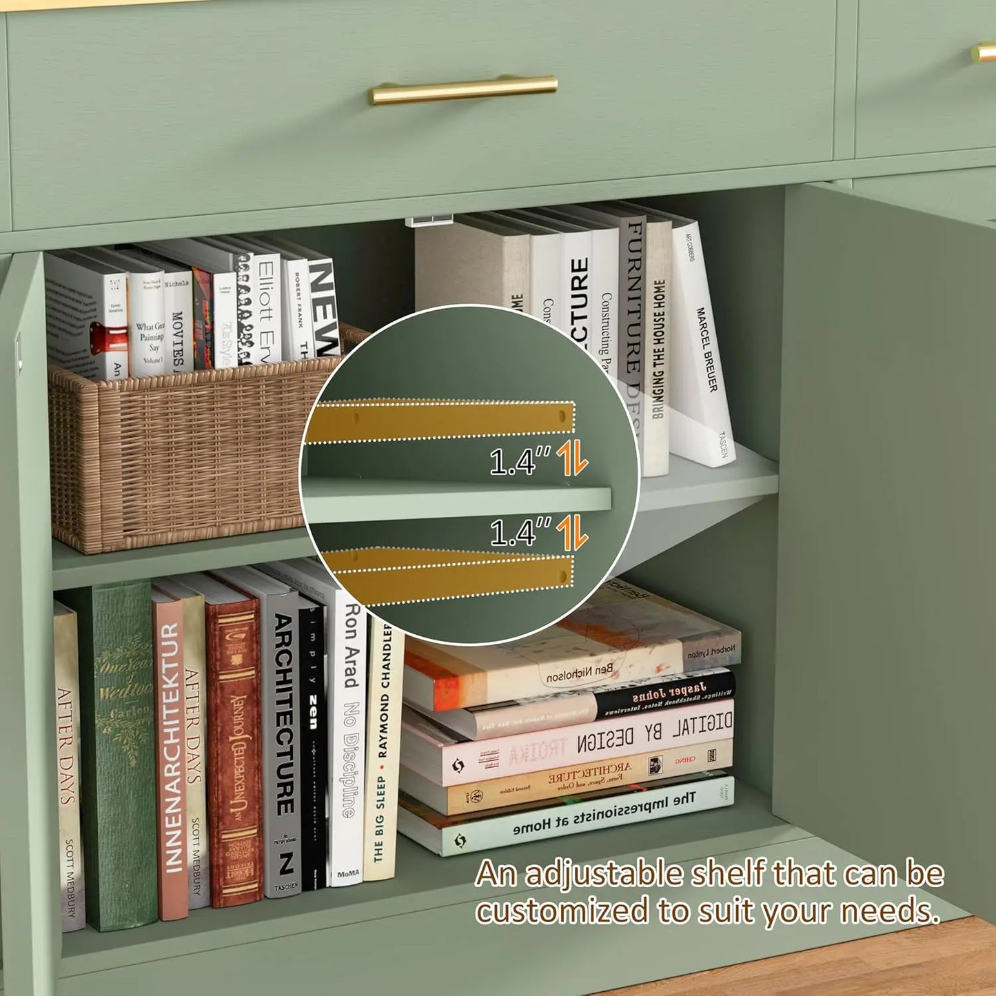 Buffet Cabinet Storage Sideboard With Adjustable Shelves And Drawers