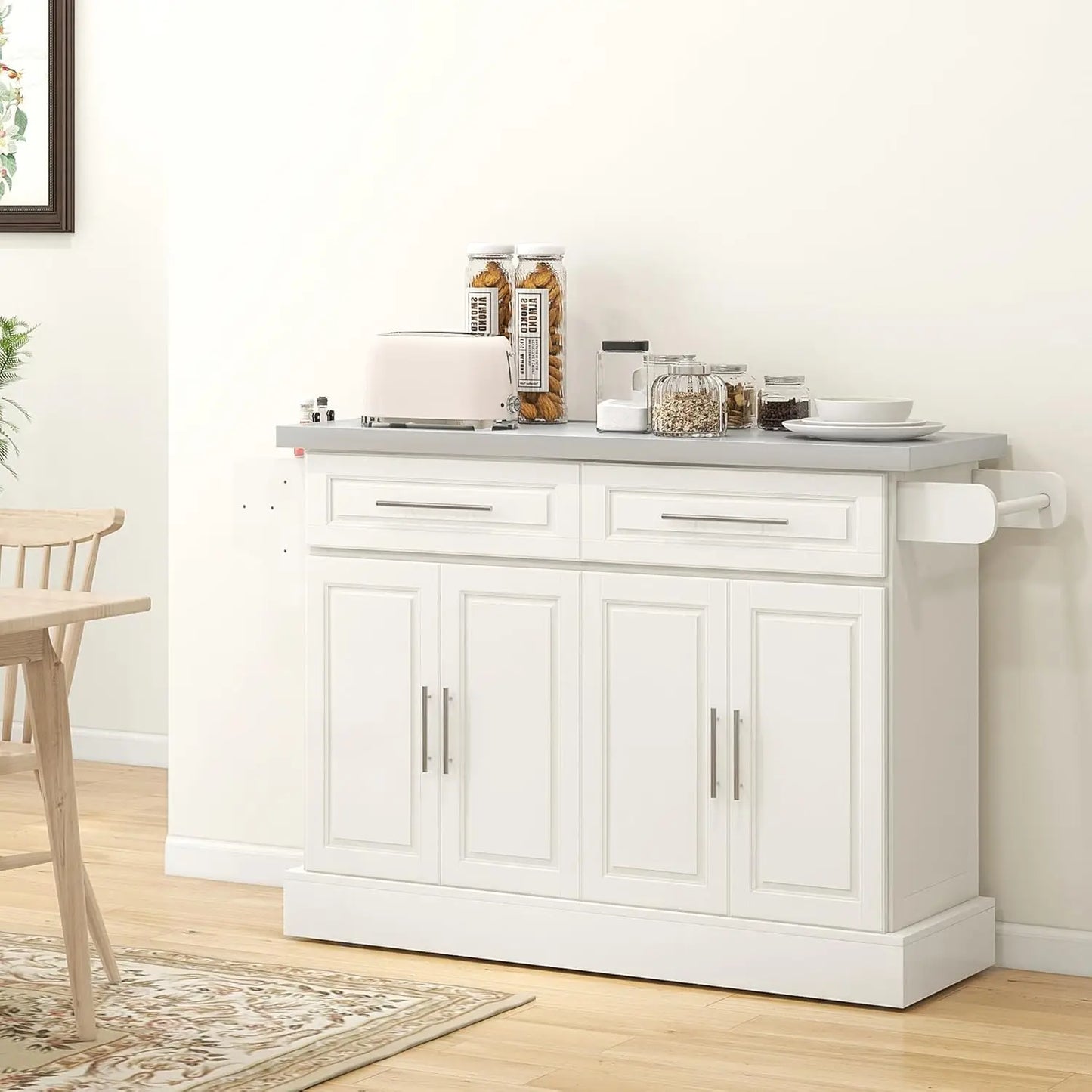 Rolling Kitchen Cart With Stainless Steel Top And Shelves