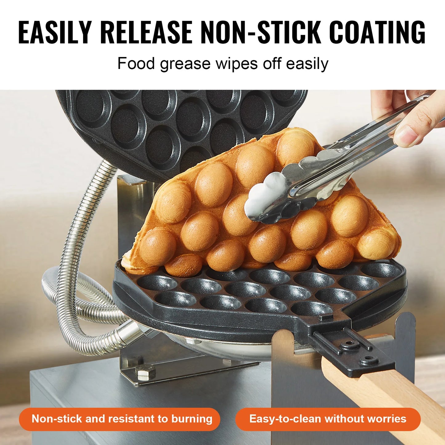 SucceBuy Stainless Steel Bubble Waffle Maker 1400W With Rotating Pans