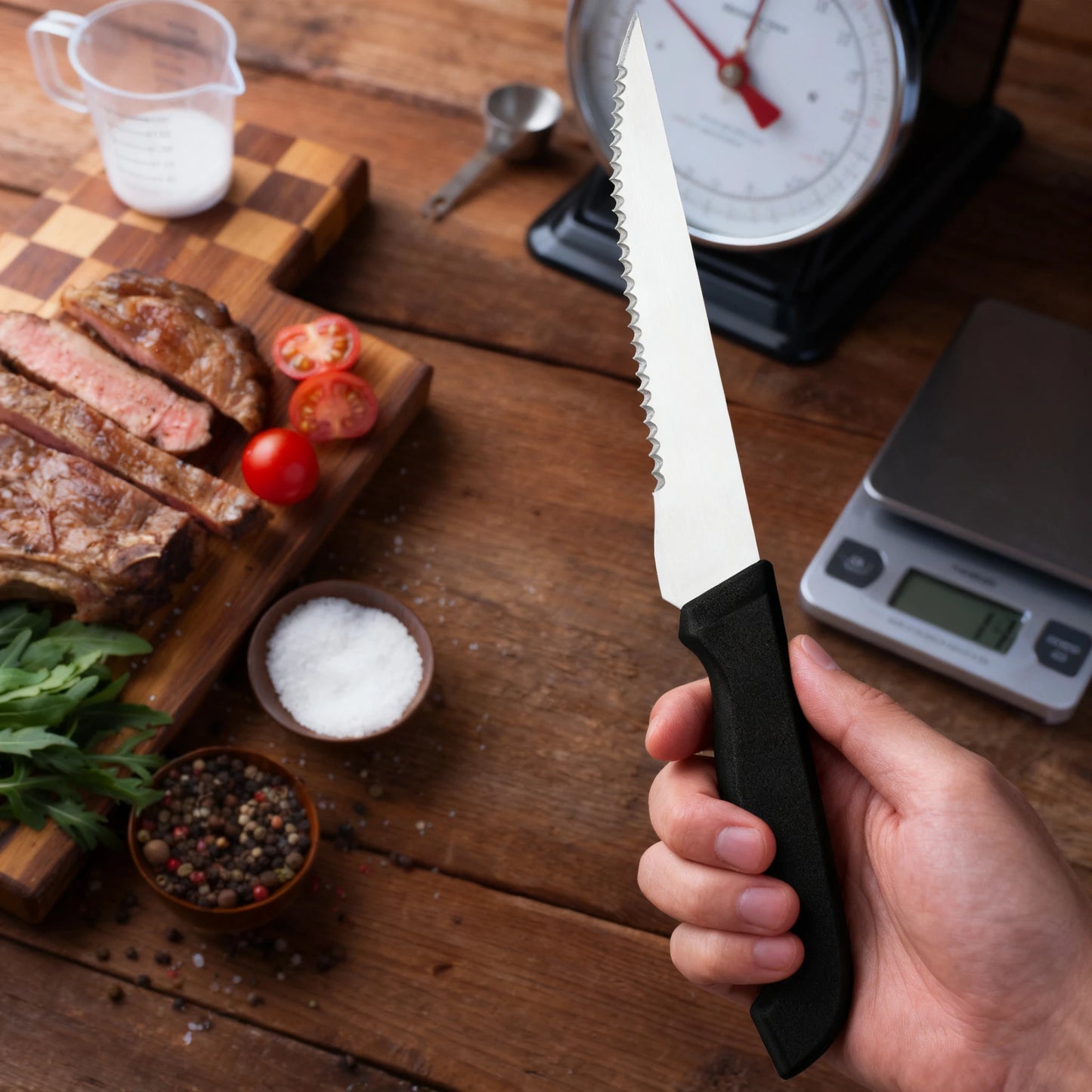 Six-Piece Serrated Steak Knife Set Stainless Steel With Ergonomic Handles