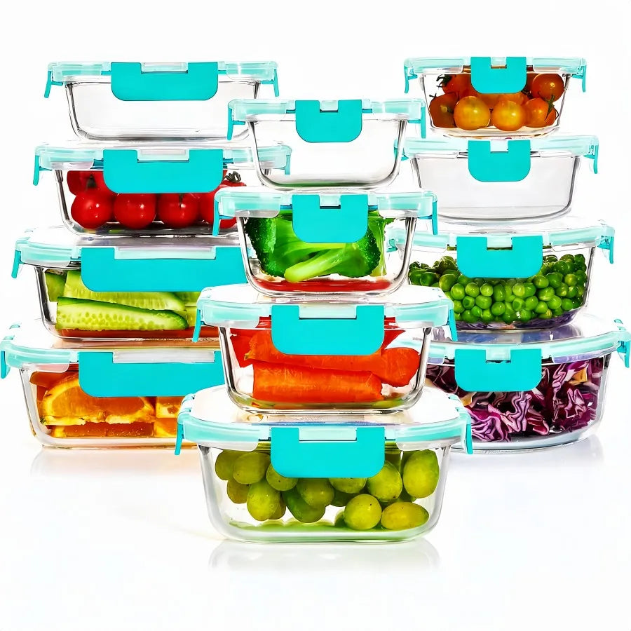 Glass Food Storage Containers Set For Meal Prep BPA Free Airtight