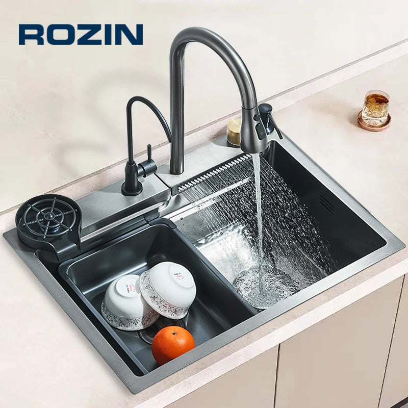 Rozin Stainless Steel Kitchen Sink With Faucet And Soap Dispenser