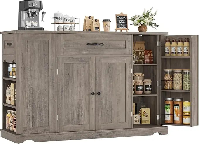 GUANGBAI Kitchen Island Cart With Storage And Wheels Two Drawers