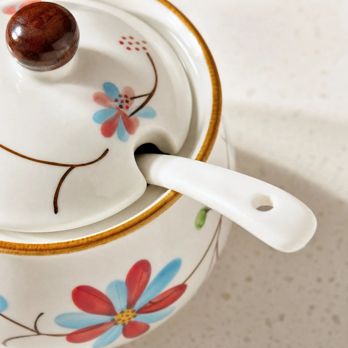 Ceramic Spice Jar Set With Tray Hand Painted Japanese Design