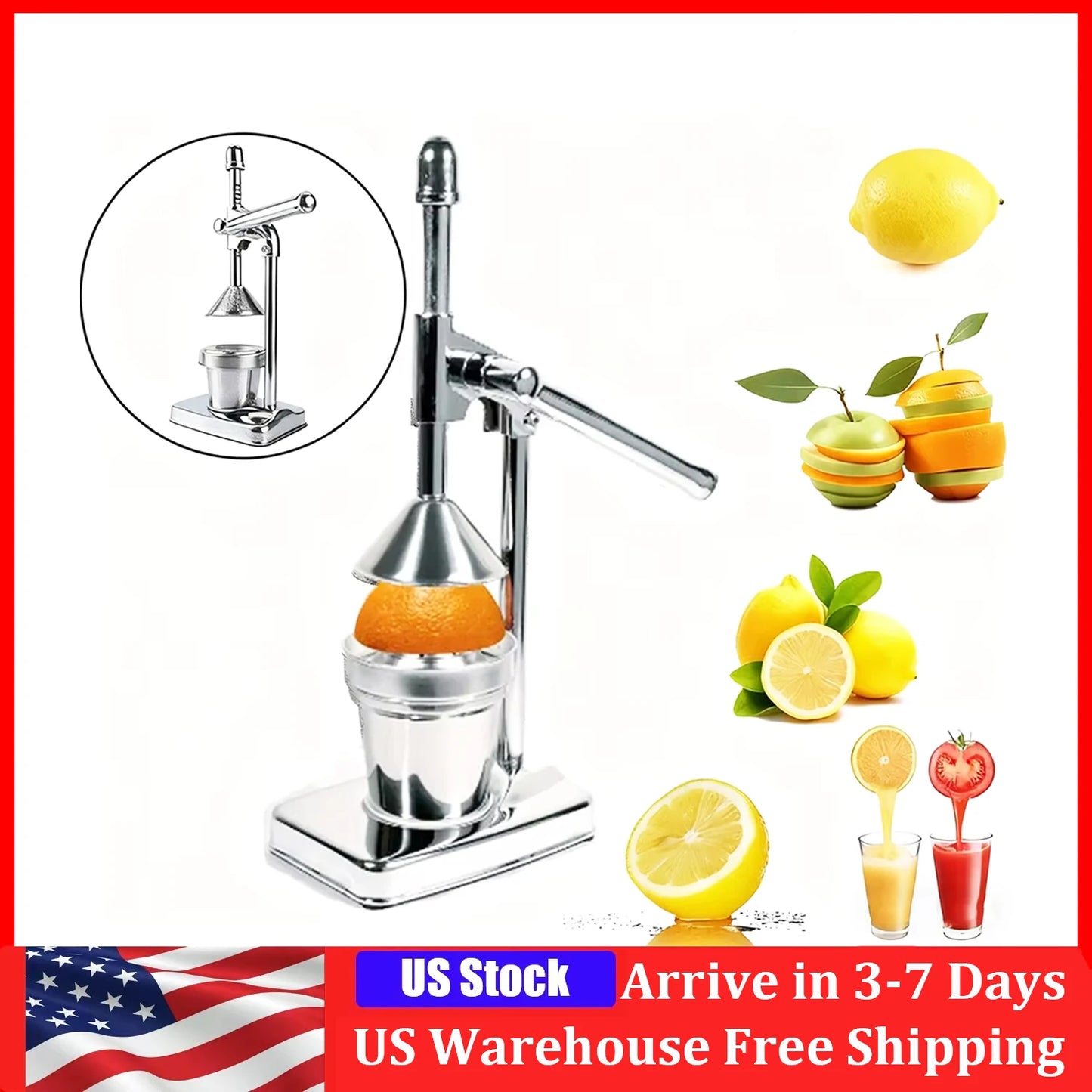Stainless Steel Manual Orange Juice Maker Handheld Citrus Press
