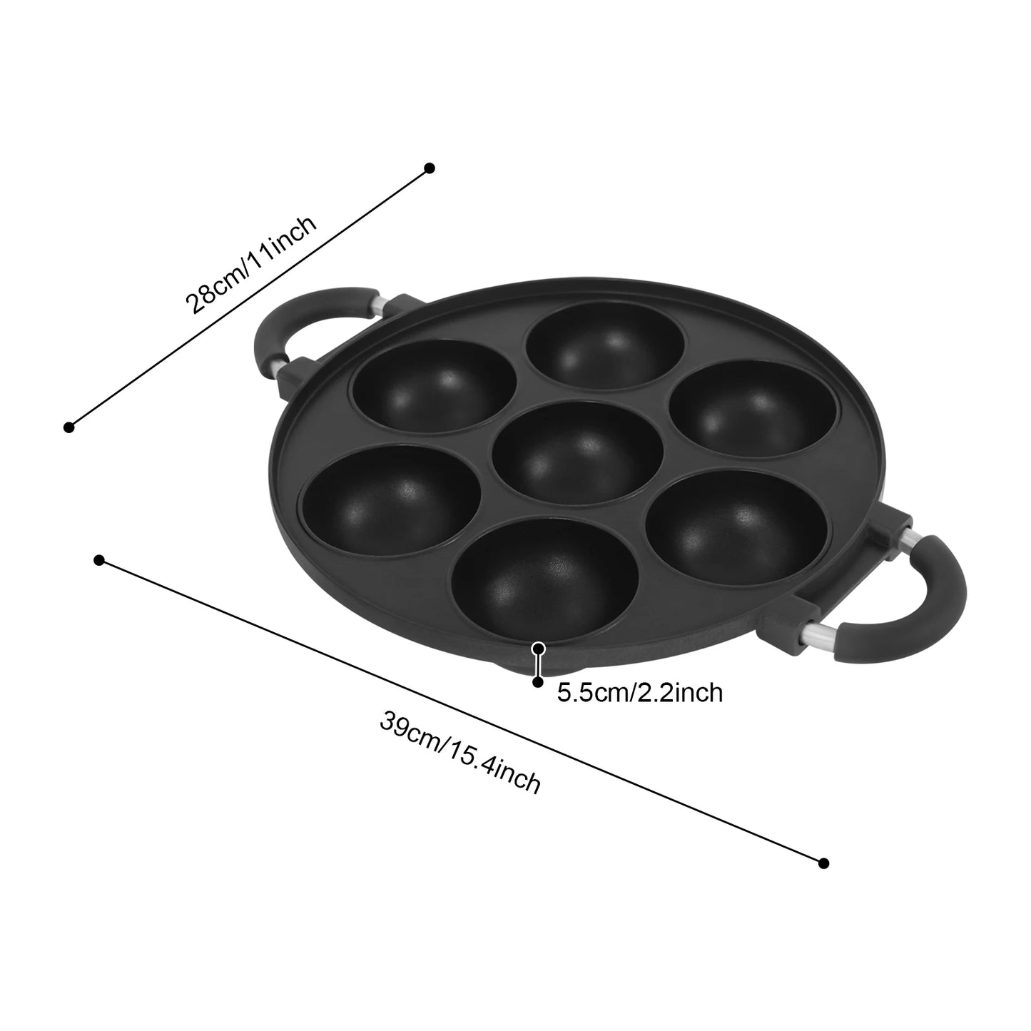 Bymaocar 7 Hole Cake Mold Pan Nonstick Takoyaki Omelette Pan