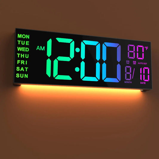 Digital Wall Clock With Remote Alarm Temperature And LED Display