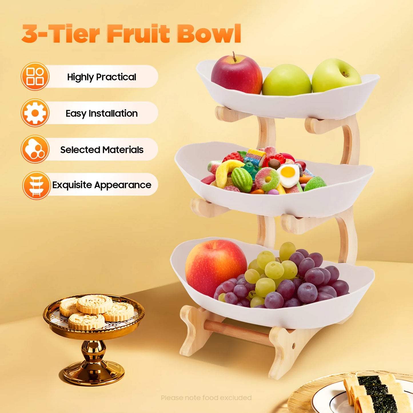 Three Tier Bamboo Fruit Stand For Parties And Weddings
