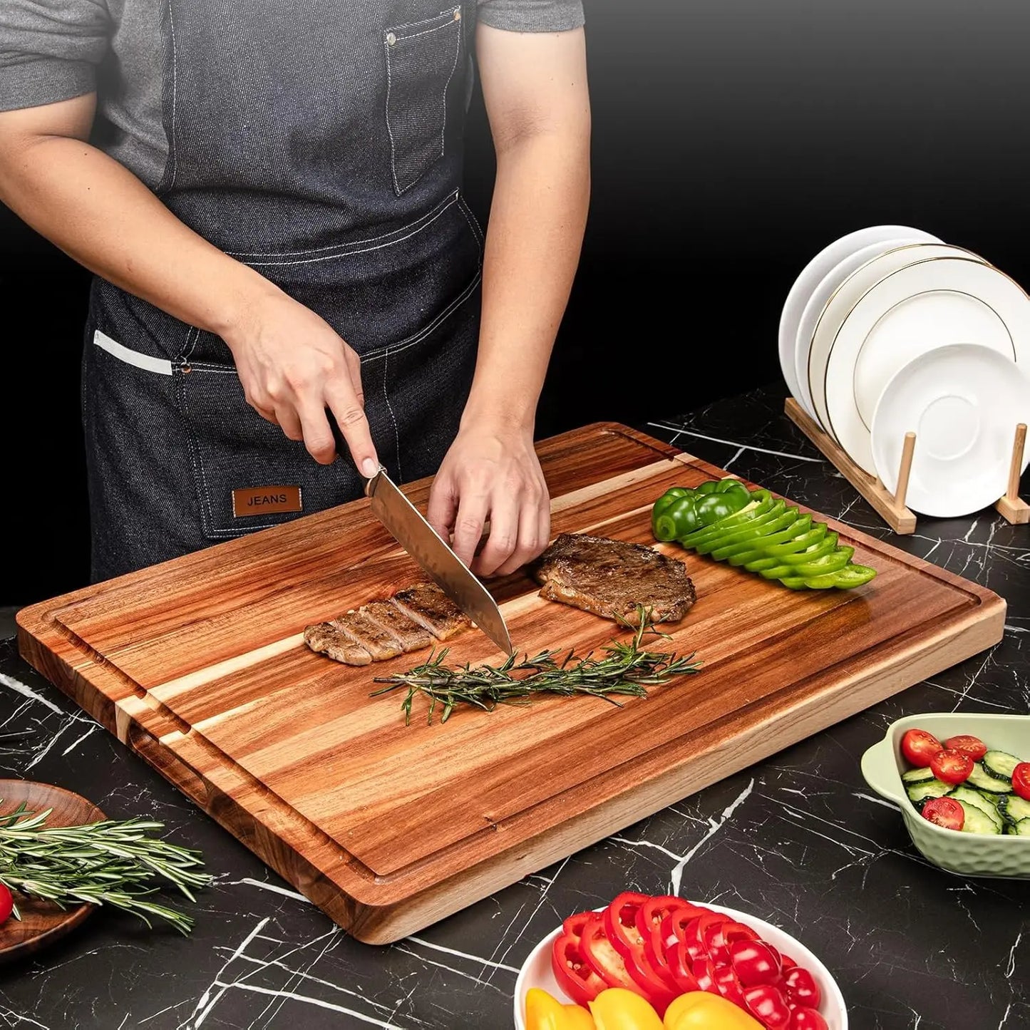 TWISTER.CK Wood Cutting Board Reversible Charcuterie Board