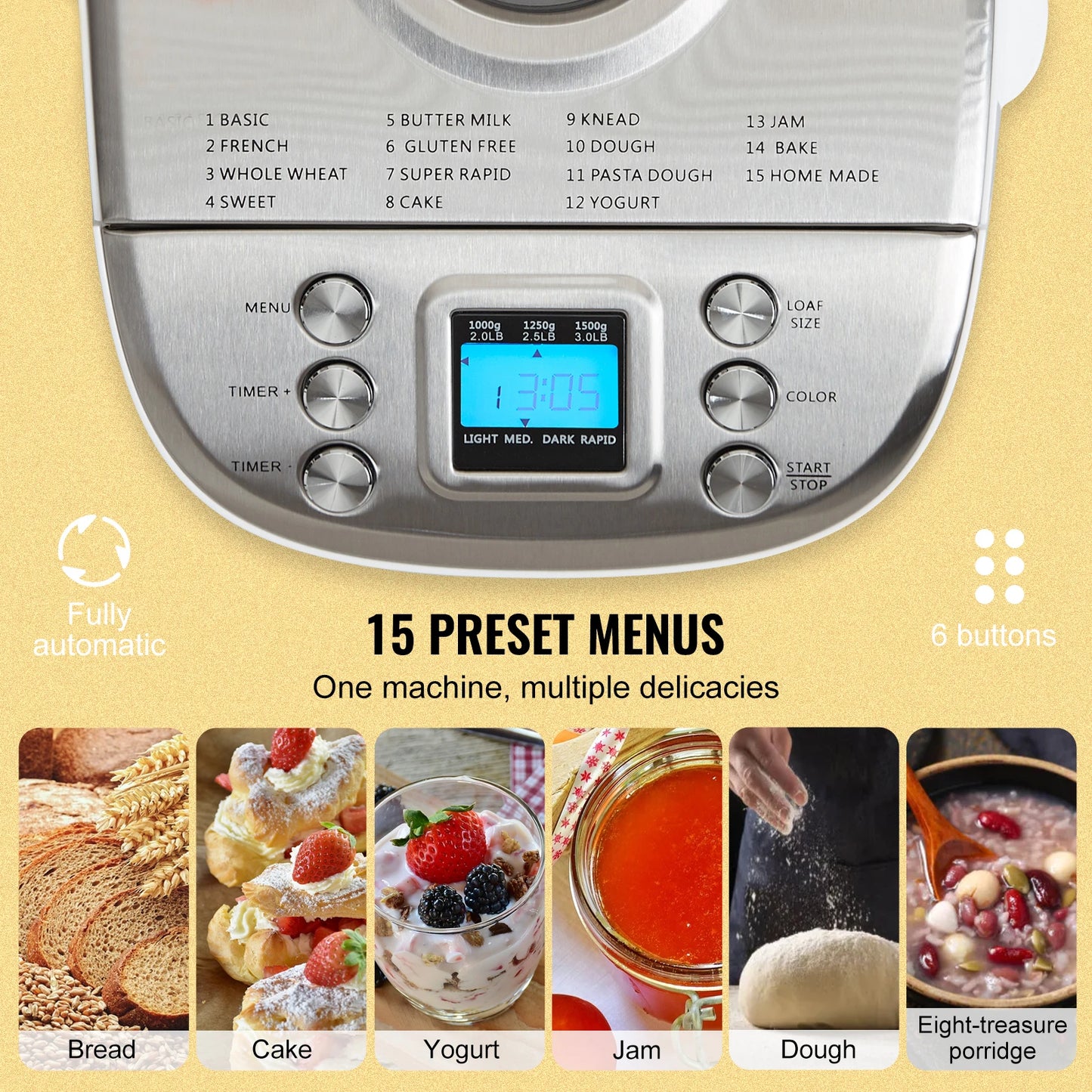 Succebuy 15 Function Automatic Bread Maker With Ceramic Pan