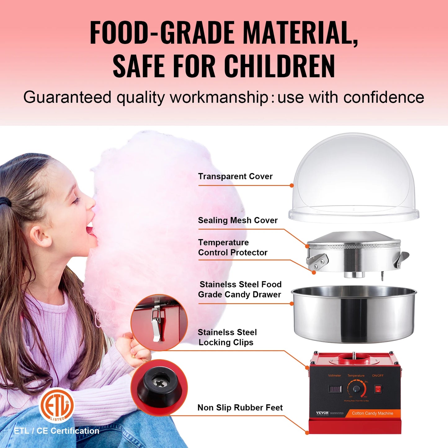 SucceBuy Electric Cotton Candy Make With Stainless Steel Bowl Scoop