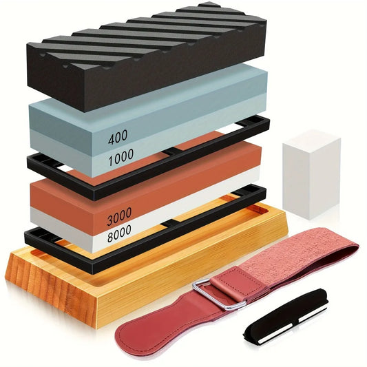 Professional Knife Sharpening Whetstone Set 400 1000 3000 8000 Grits