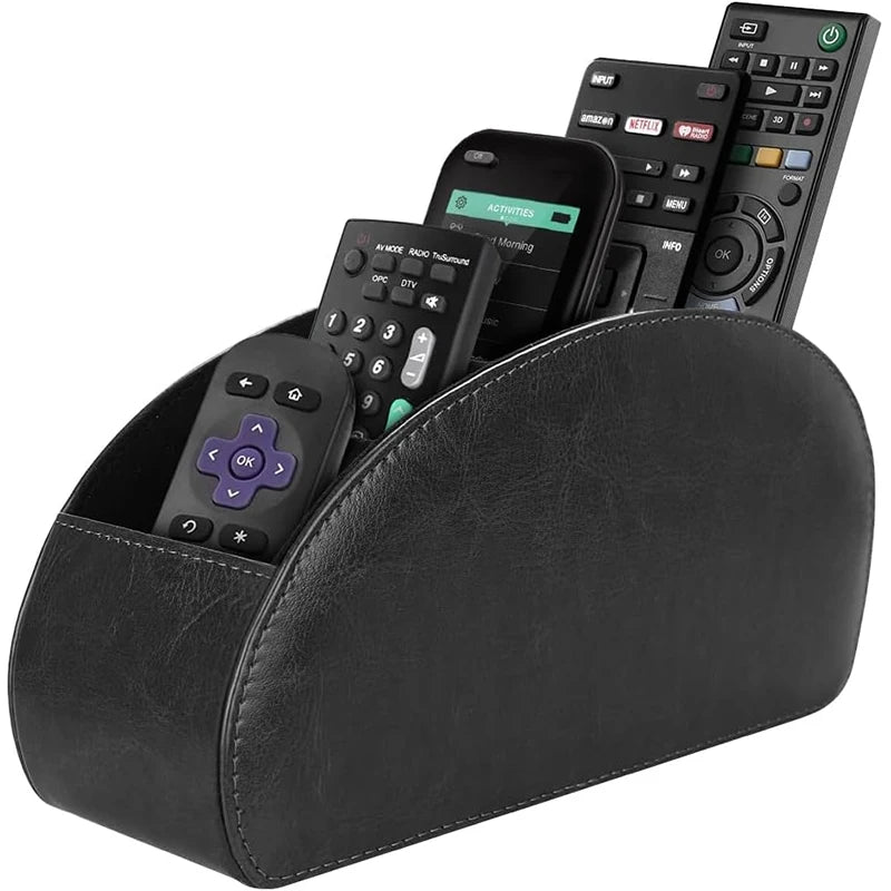 LMETJMA Remote Control Holder With 5 Compartments PU Leather