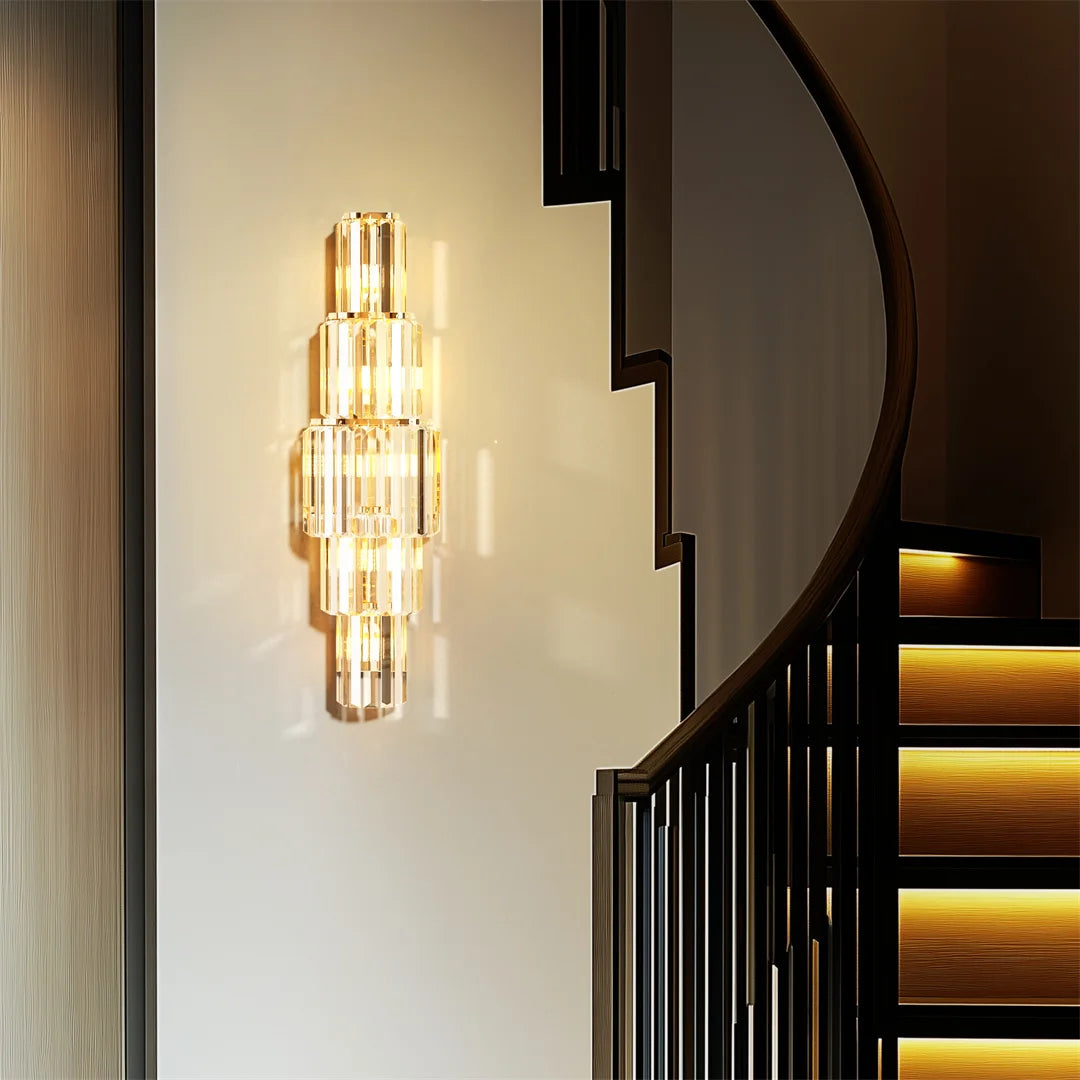 LUVODI Modern Crystal Wall Lamp Three Layer Sconce Light E14