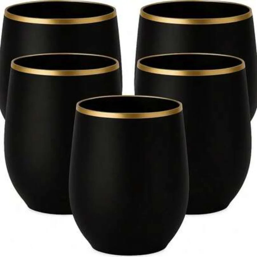 Diamond Unbreakable Stemless Plastic Wine Glasses Disposable 40 Count