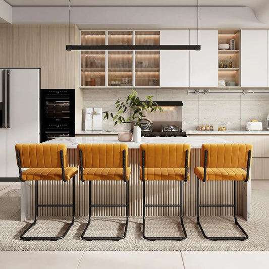 Bar Stools Set Of 4 Cantilever Counter Height Upholstered