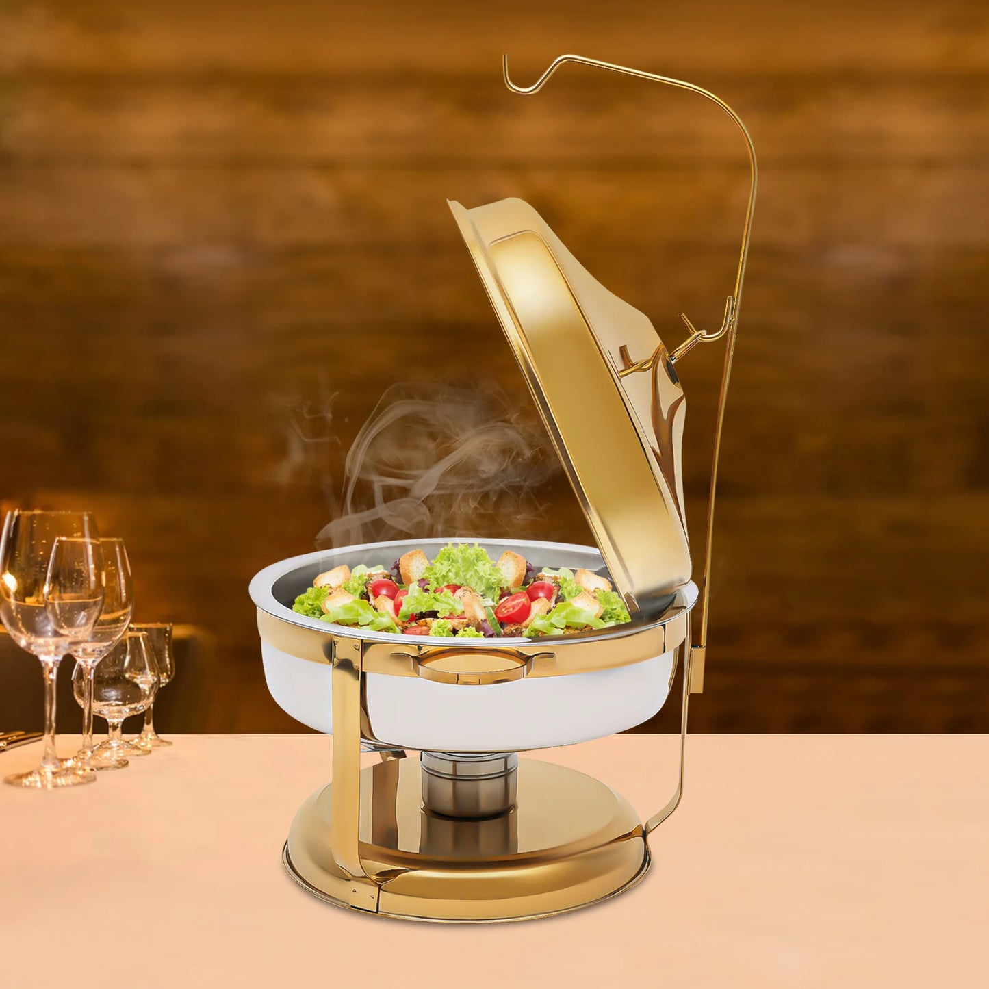Stainless Steel Chafing Dish Buffet Warmer With Glass Lid