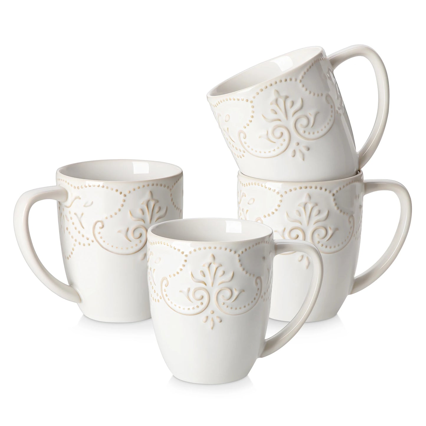 Malacasa Giselle Vintage Embossed Porcelain Coffee Cup Set