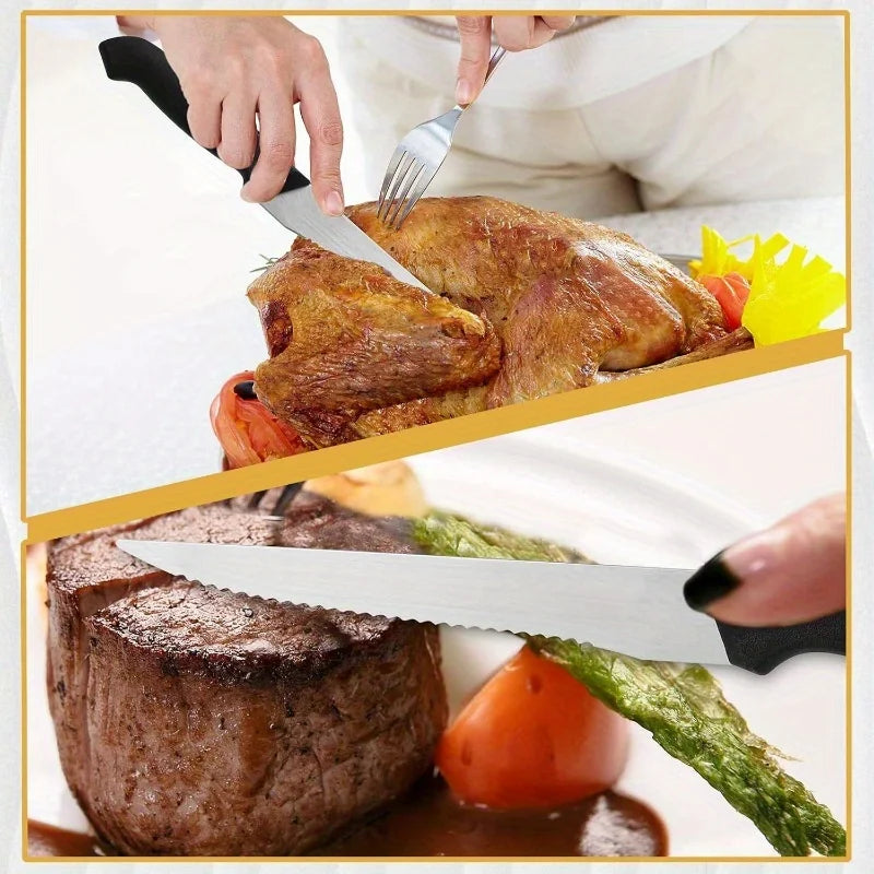 Six-Piece Serrated Steak Knife Set Stainless Steel With Ergonomic Handles