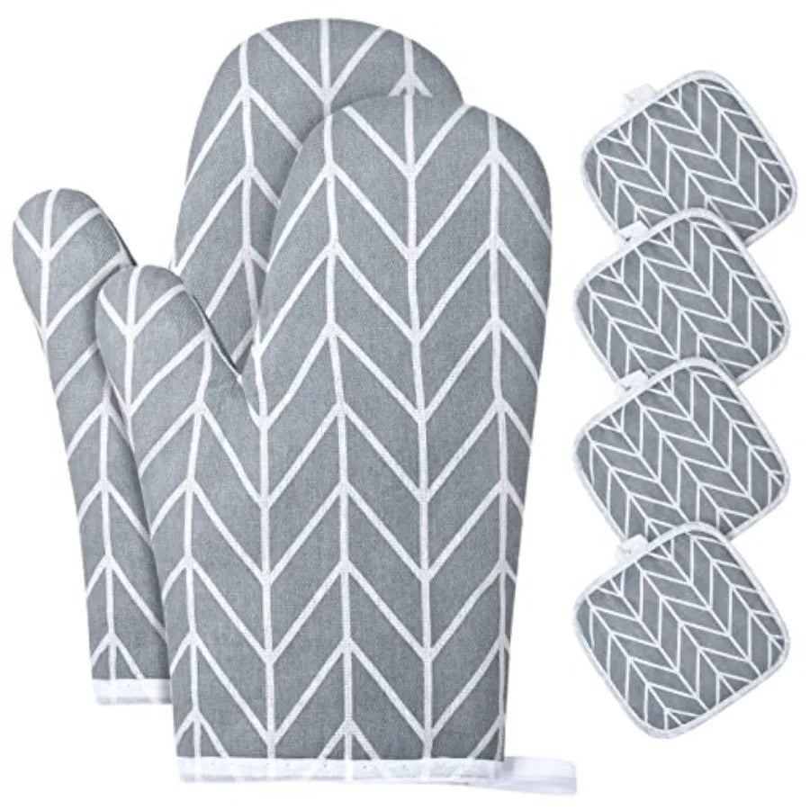 Oven Mitts And Pot Holders Set Six Piece Heat Resistant