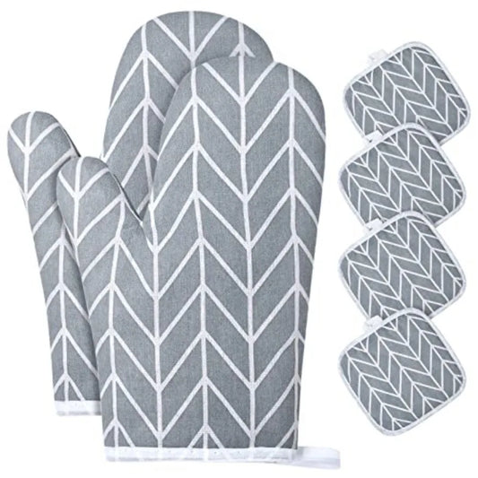 Oven Mitts And Pot Holders Set Six Piece Heat Resistant