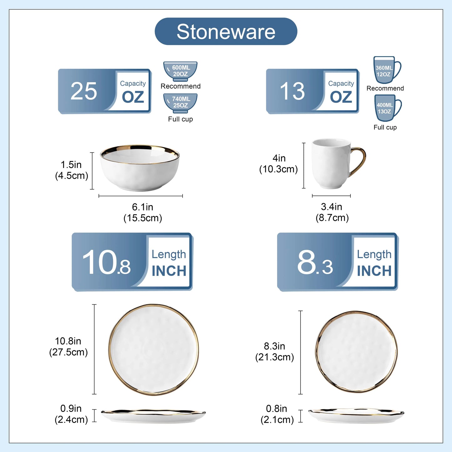 MALACASA Handmade Stoneware Dinnerware Set For Everyday Use