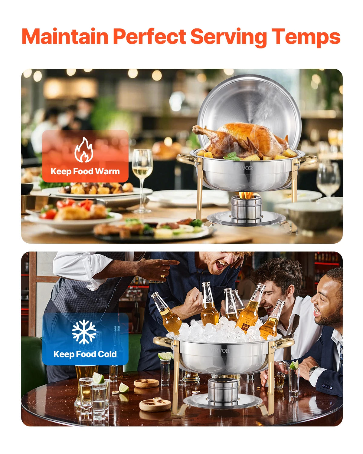 SucceBuy Stainless Steel Chafing Dish Buffet Set Round Warmer Server