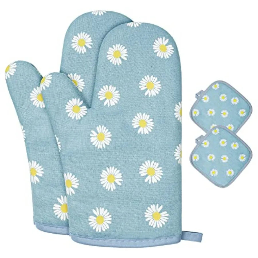 Oven Mitts And Pot Holders Set Six Piece Heat Resistant